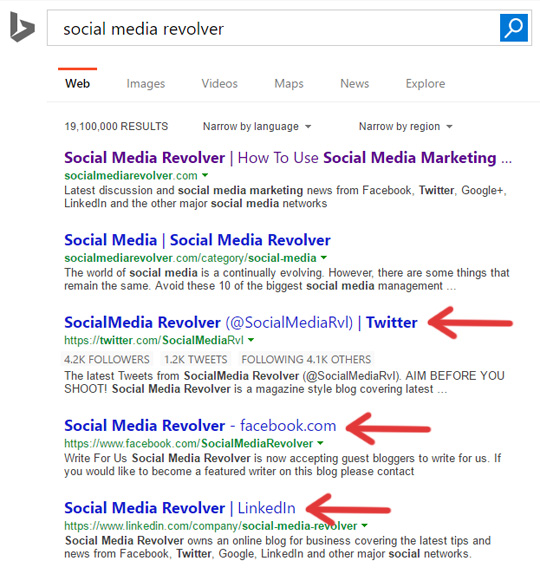 Social Media Profiles Appear In Bing Search Engine