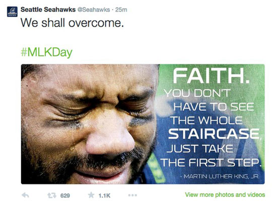 Seattle Seahawks failed #MLKDay hashtag