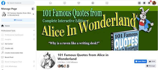 Alice In Wonderland Facebook Page