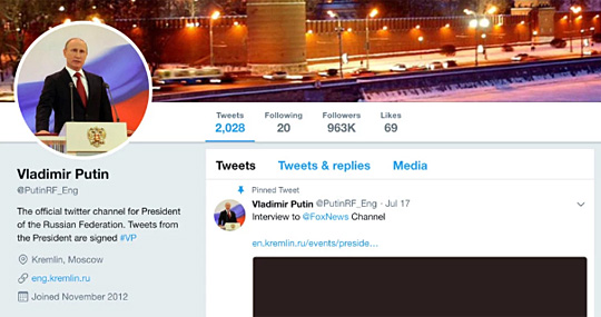 Fake Vladimir Putin Twitter Account