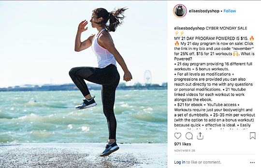Influencer Marketer Elise Young's Instagram account