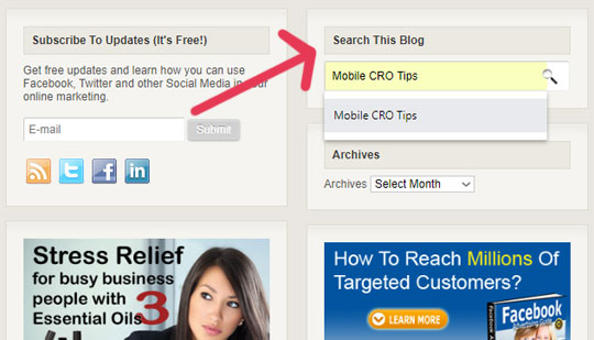 Mobile CRO Tips Search Box