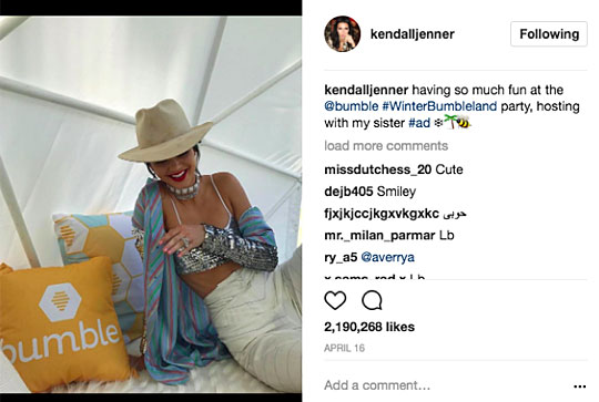 Kendall Jenner Instagram feed