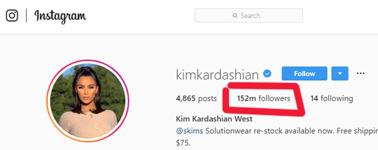Kim Kardashian Instagram Followers