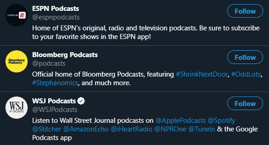 Podcasts On Twitter