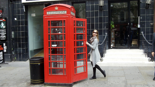 Girl and London Phone Booth