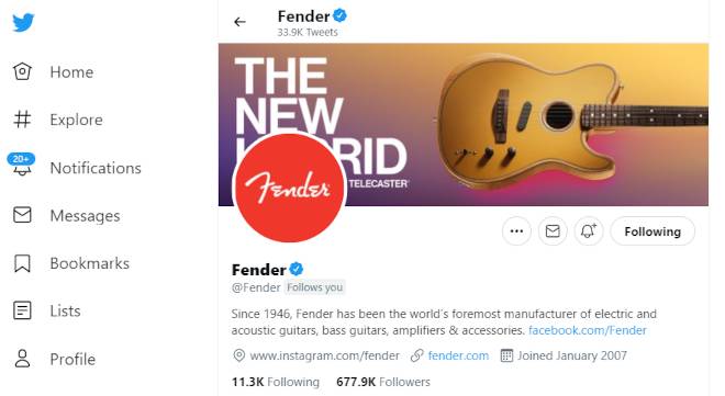 Fender Twitter Account