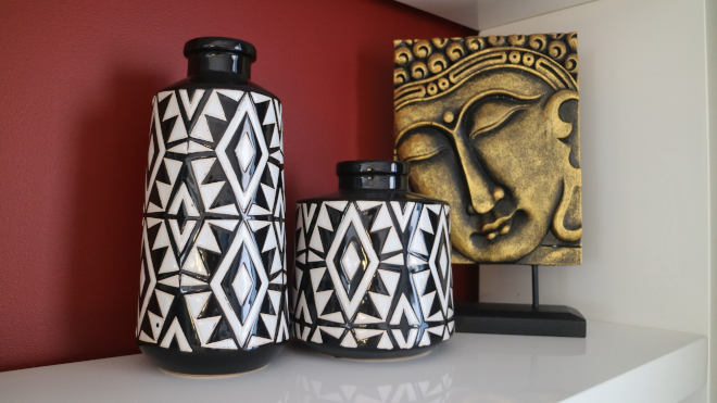 Two Vases and a Buddha decoration